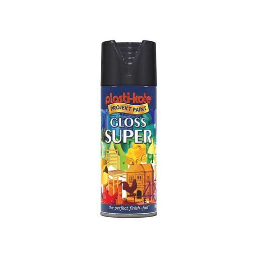 Plastikote Gloss Super Spray Black 400ml PlastiKote - RockBottom Nothampton