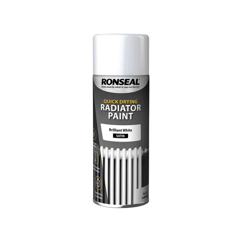 Ronseal One Coat Radiator Spray Paint Satin White 400ml Ronseal - RockBottom Nothampton