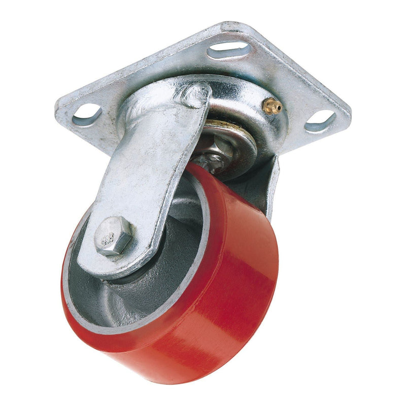 Swivel Plate Fixing Heavy Duty Polyurethane Wheel, 200mm Diameter, S.W.L. 500kg Draper - Town Tools