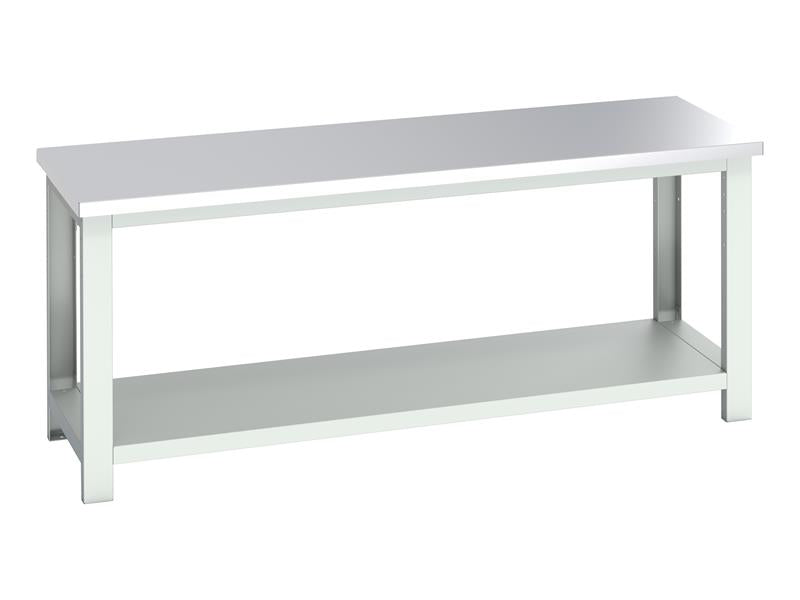 Bott Cubio Bench with Shelf, Stainless Steel Clad Top 2000 x 750mm