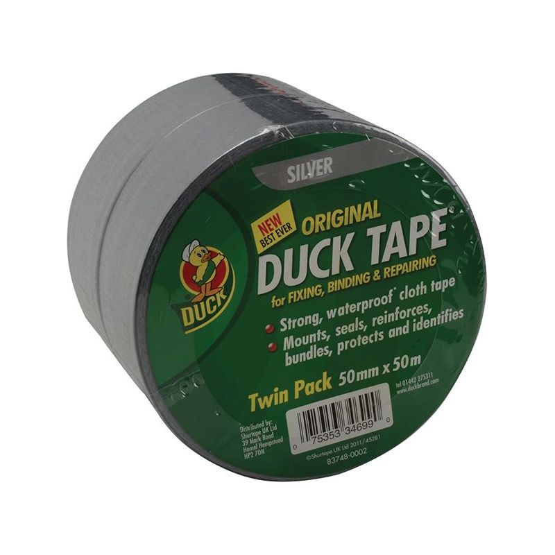 Shurtape Duck Tape® Original 50mm x 50m Silver (Twin Pack) Shurtape - RockBottom Nothampton
