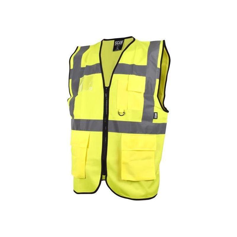 Scan Hi-Vis Utility Yellow Waistcoat - XL (48in) Scan - RockBottom Nothampton