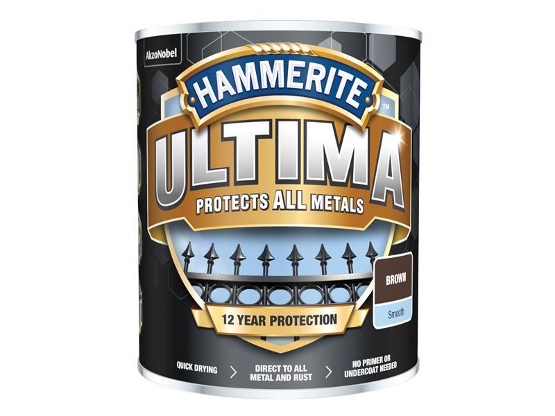 Hammerite Ultima Metal Paint Smooth Brown 750ml Hammerite - RockBottom Northampton
