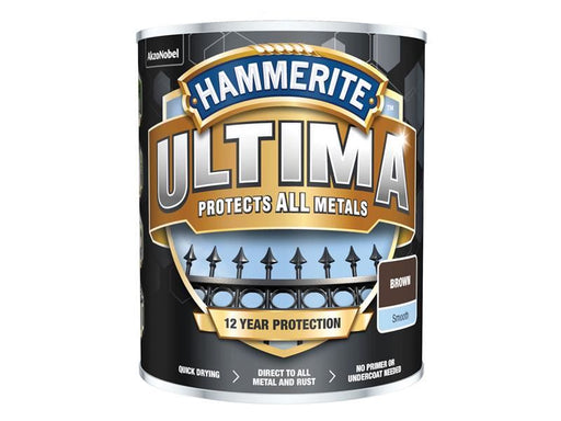 Hammerite Ultima Metal Paint Smooth Brown 750ml Hammerite - RockBottom Northampton