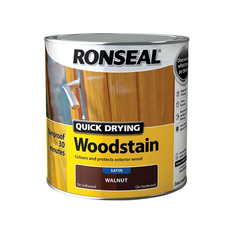 Ronseal Quick Drying Woodstain Satin Walnut 2.5 litre Ronseal - RockBottom Nothampton