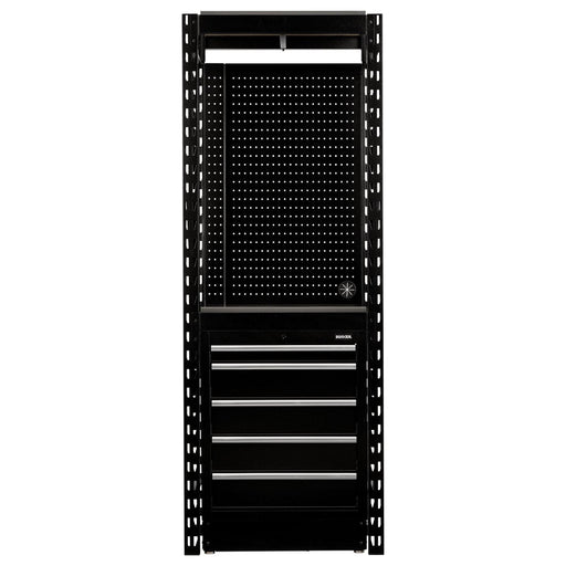 Bunker 13 Piece Modular Storage Combo 2 Tier Racking with Stainless Steel Shelving, Pegboard and Floor Cabinet, 750mm Draper - Town Tools
