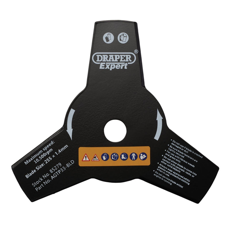 Draper 3-Tooth Brush Cutter Blade, 255mm 85279 Draper - Town Tools 