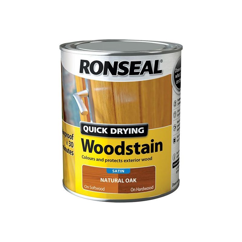 Ronseal Quick Drying Woodstain Satin Natural Oak 750ml Ronseal - RockBottom Nothampton