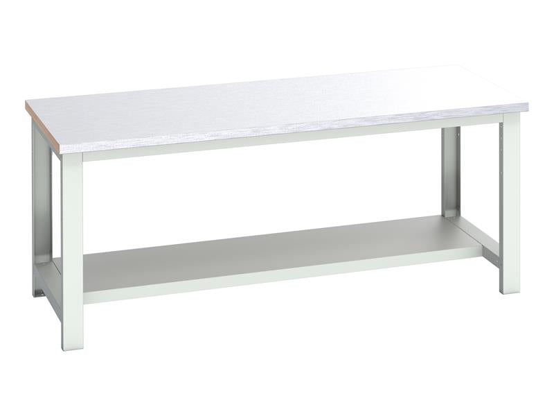 Bott Cubio Bench with Half Shelf, Steel Clad Top 2000 x 900mm