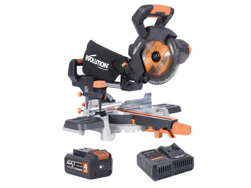 Evolution - R185SMS-Li EXT Sliding Mitre Saw 18V 1 x 4.0Ah Li-ion