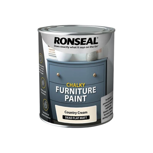 Ronseal Chalky Furniture Paint Country Cream 750ml Ronseal - RockBottom Nothampton