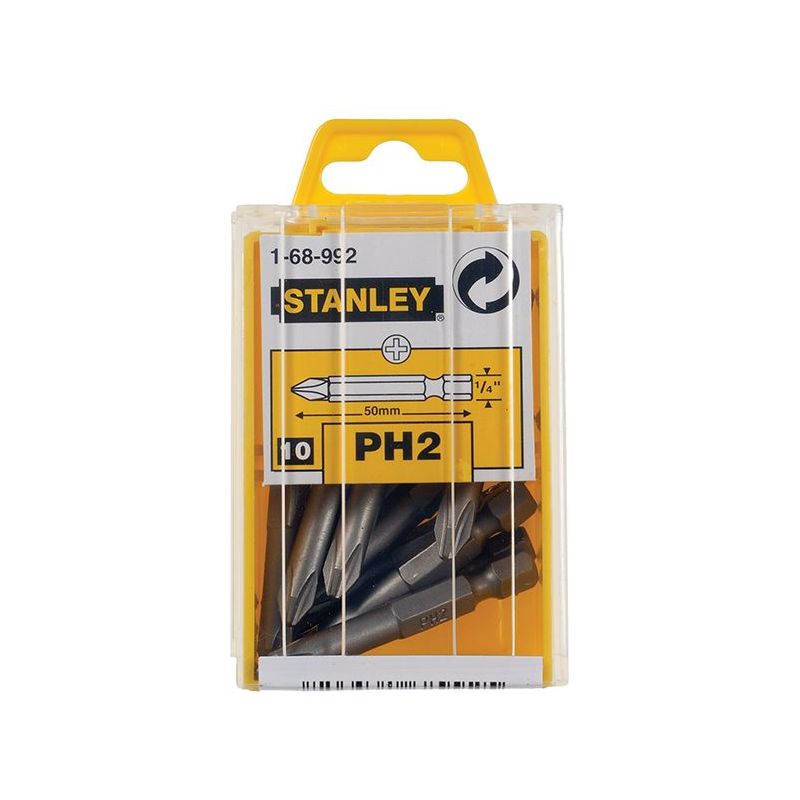 Stanley® Hand Tools Phillips Power Bits PH2 x 50mm (Box 10) STANLEY® Hand Tools - RockBottom Nothampton