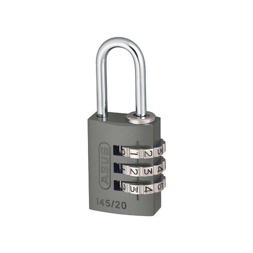 Abus Mechanical 145/20 20mm Aluminium Combination Padlock Titanium 46576 ABUS Mechanical - NorthantsTrade Northampton 