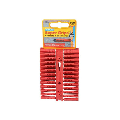 Plasplugs SRP 502 Solid Wall Super Grips™ Fixings Red (100) Plasplugs - RockBottom Nothampton