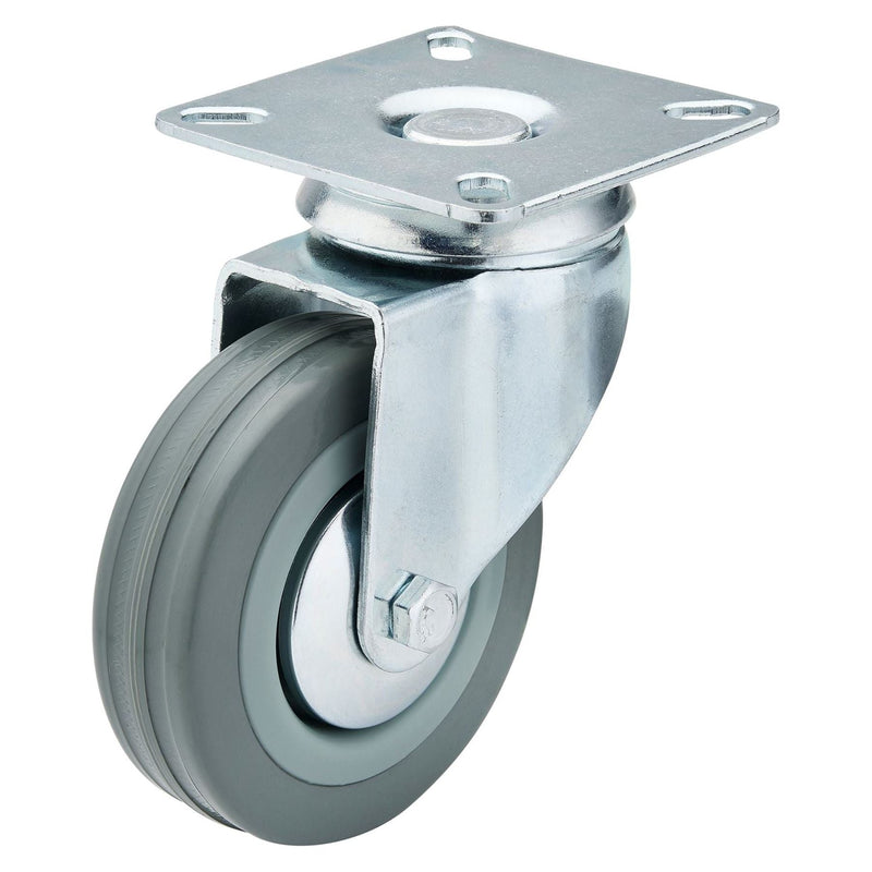 Draper Swivel Plate Fixing Rubber Castor, 75mm Diameter, S.W.L. 70kg Draper - Town Tools