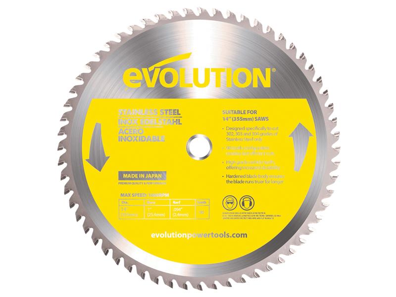 Evolution - Stainless Steel Cutting Chop Saw Blade 355 x 25.4mm x 90T