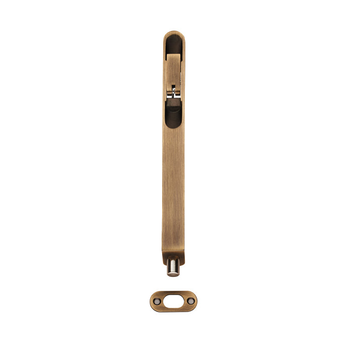 203 X 20Mm Lever Action Flush Bolt - Radius - Antique Brass 203mm
