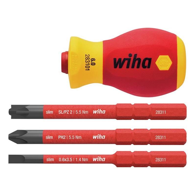 Wiha SoftFinish® electric slimVario Stubby Screwdriver Set, 4 Piece Wiha - RockBottom Northampton