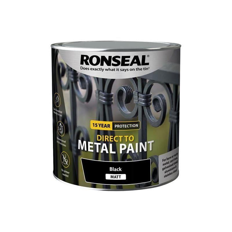 Ronseal Direct to Metal Paint Black Matt 2.5 litre Ronseal - RockBottom Nothampton