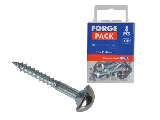 ForgeFix Mirror Screw Chrome Domed Top Slotted ZP 1.1/4in x 8 Forge Pack 8 ForgeFix - RockBottom Northampton