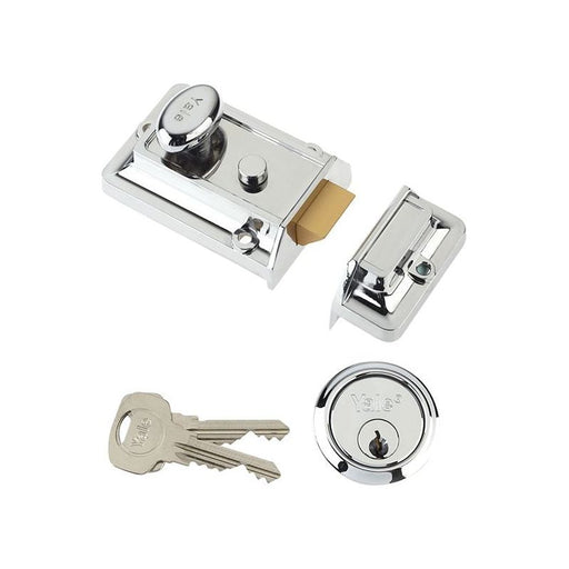 Yale Locks P77 Traditional Nightlatch 60mm Backset Chrome Finish Visi Yale Locks - RockBottom Northampton