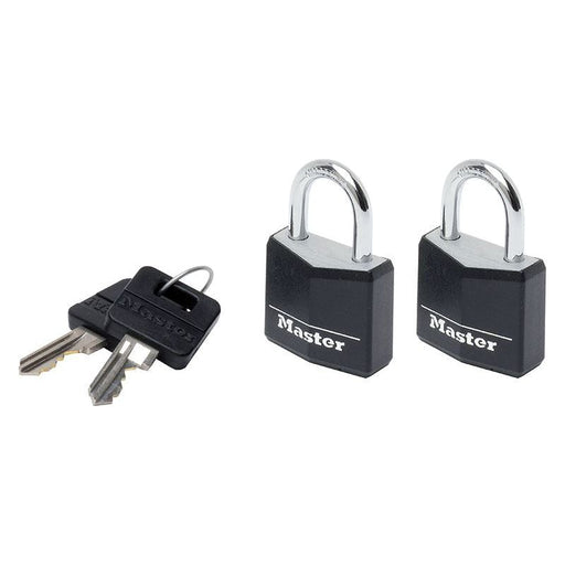 Master Lock Aluminium Black Vinyl Cover 30mm Padlock 4-Pin - Keyed Alike x 2 Master Lock - RockBottom Northampton