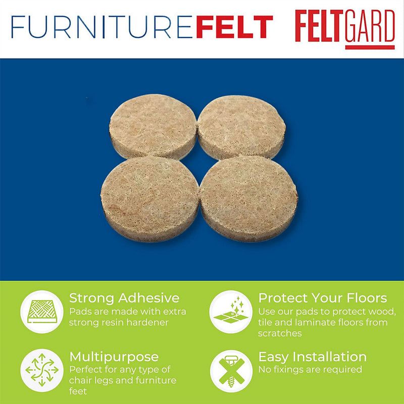 Felt Gard 50mm Round Furniture and Floor Protection Pads (Pack of 4)