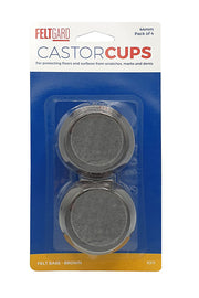 Felt Gard Round Furniture Castor Cups 44mm Felt Base Brown, Floor Protectors for Chairs, Sofas and Beds, Pack of 4