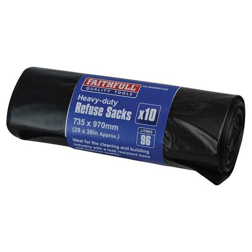 Faithfull Heavy-Duty Black Refuse Sacks (Roll 10) Faithfull - RockBottom Northampton