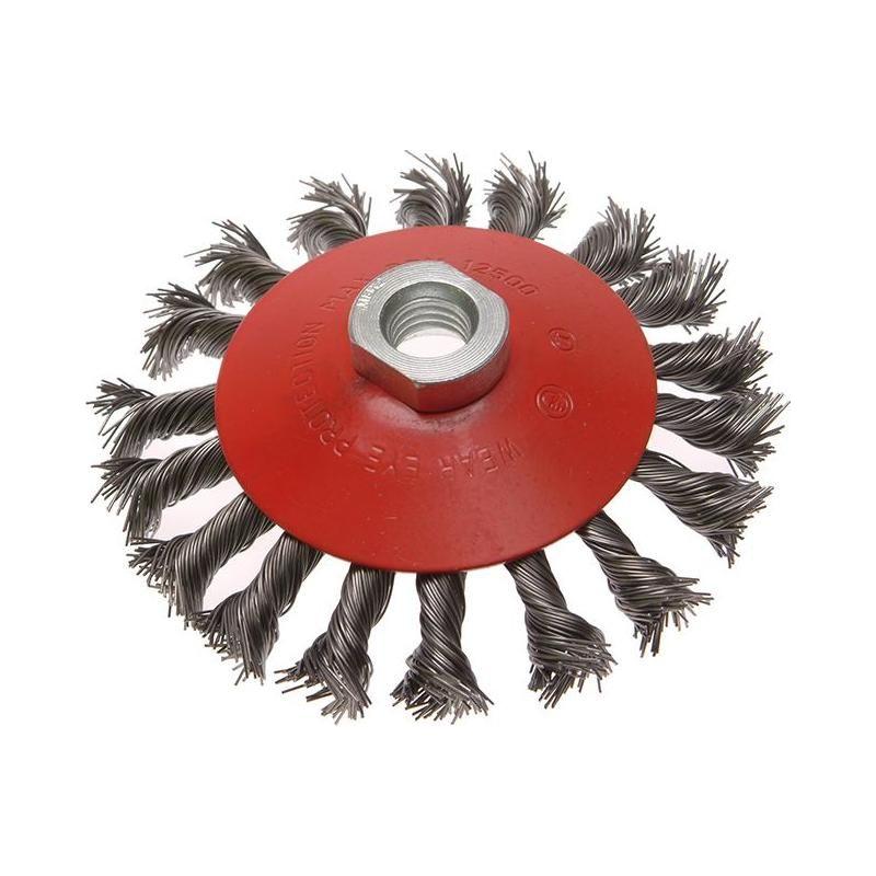 Faithfull Conical Wire Brush 115mm M14x2 Bore, 0.50mm Wire Faithfull - RockBottom Northampton