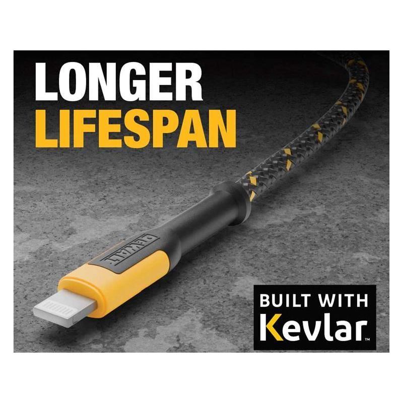 Dewalt Telecoms USB A to Lightning® Reinforced Charging Cable 1.2m (4ft) DEWALT Telecoms - RockBottom Northampton