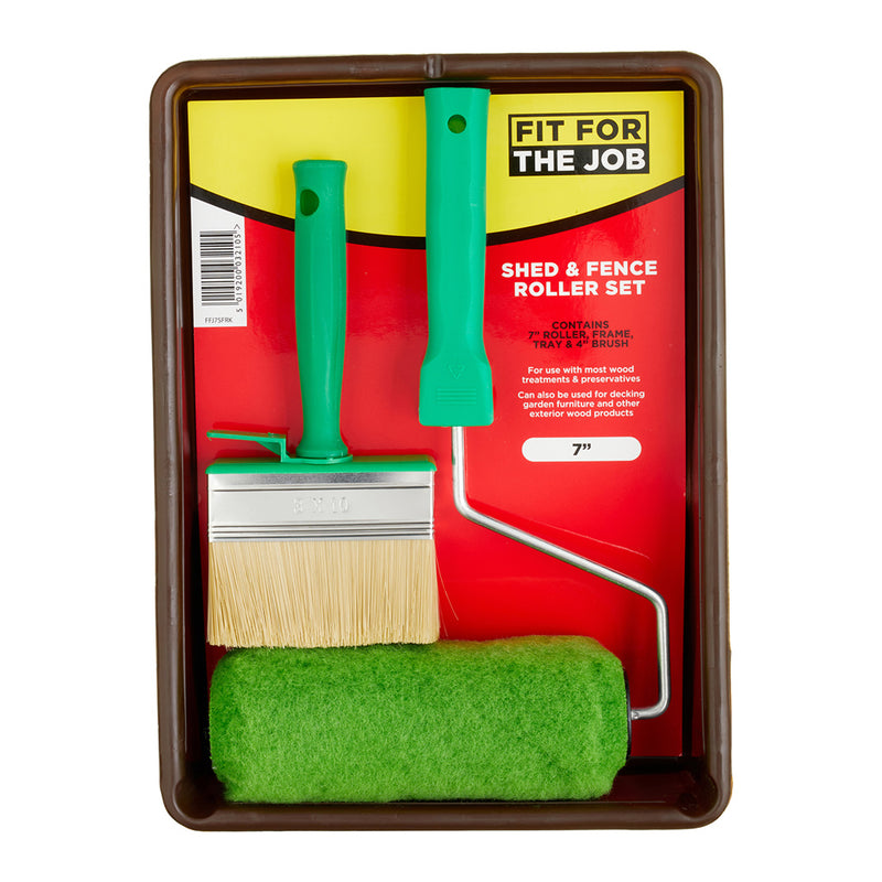 Fit For The Job 7" 4pc Shed & Fence Roller & Brush Kit