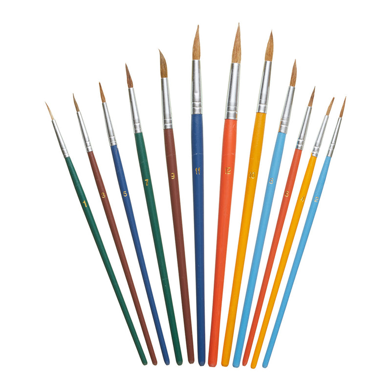 Fit For The Job 12pc Artist's Paint Brush Set - Colour Handles