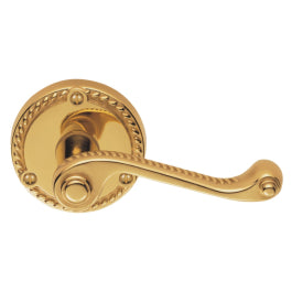 Georgian - Lever On Round Rose - Polished Brass 64MM