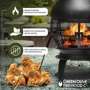 Firewood Wood Wool Firelighters Natural Firelighters for Wood Burners Pizza Oven Campfires BBQ Lighters Eco Pack of 24