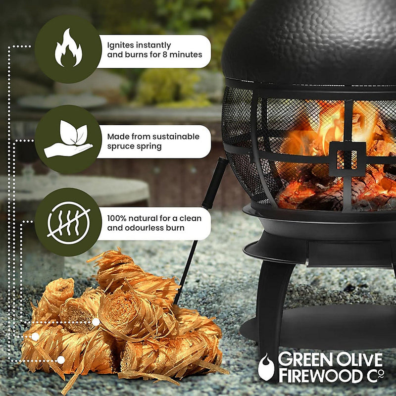 Firewood Wood Wool Firelighters Natural Firelighters for Wood Burners Pizza Oven Campfires BBQ Lighters Eco Pack of 24