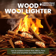 Firewood Wood Wool Firelighters Natural Firelighters for Wood Burners Pizza Oven Campfires BBQ Lighters Eco Pack of 24