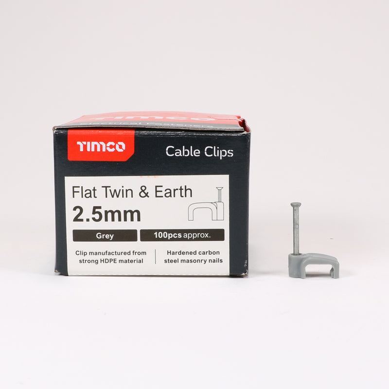 TIMCO Flat & Twin Cable Clips Grey