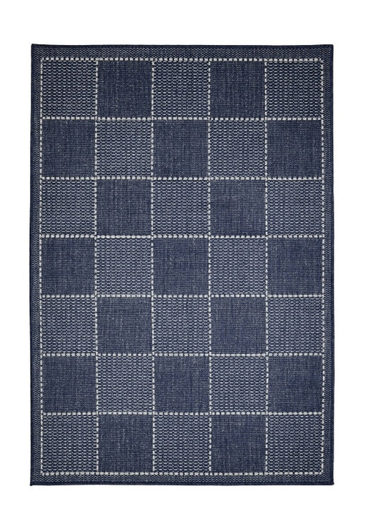 Flatweave Gel Check Mat Navy 50x80cm