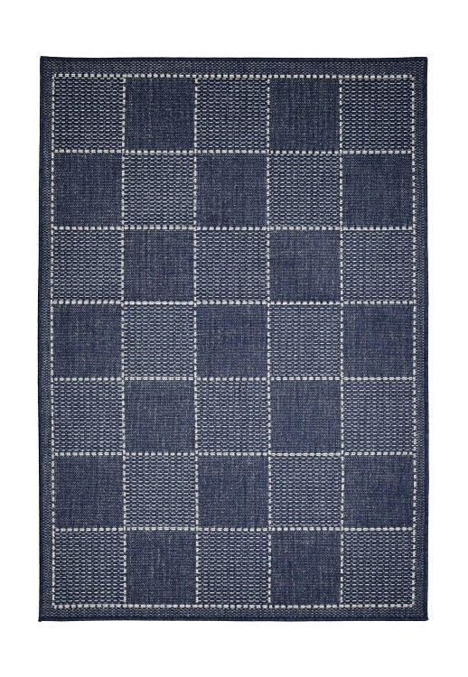 Flatweave Gel Check Mat Navy 50x80cm