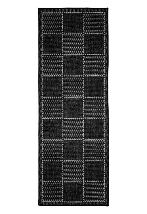 Flatweave Gel Check Black Runner 60x230Cm