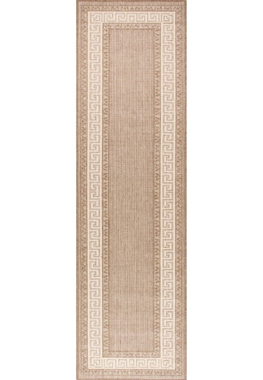 Flatweave Gel Greek Key Runner Brown 60x230cm