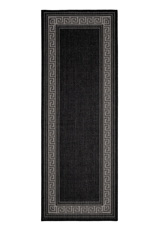 Flatweave Gel Greek Key Runner Black 60x180cm