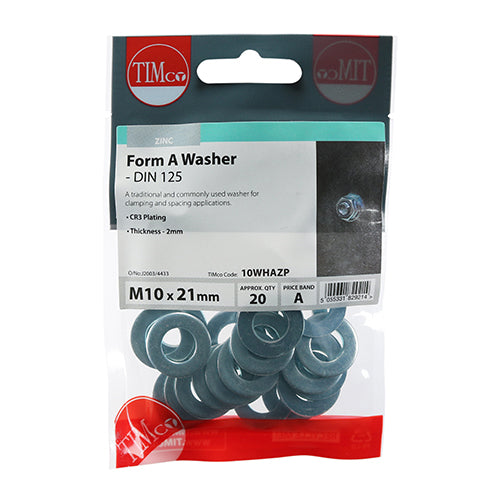 TIMCO Form A Washers DIN125-A Silver — Trade Pack