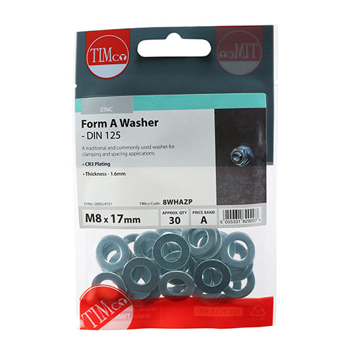 TIMCO Form A Washers DIN125-A Silver — Trade Pack