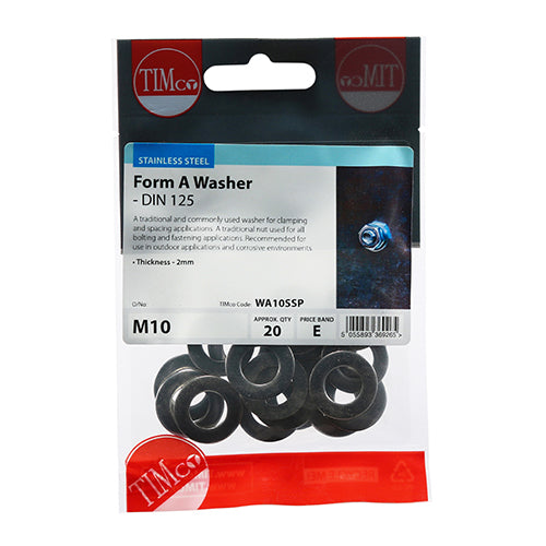TIMCO Form A Washers DIN125-A A2 Stainless Steel — Trade Pack