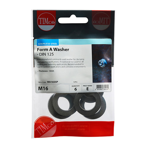 TIMCO Form A Washers DIN125-A A2 Stainless Steel - M10