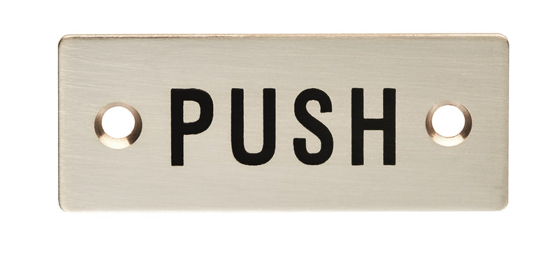 30 X 75Mm - Push Sign - Face Fix - Satin Stainless Steel