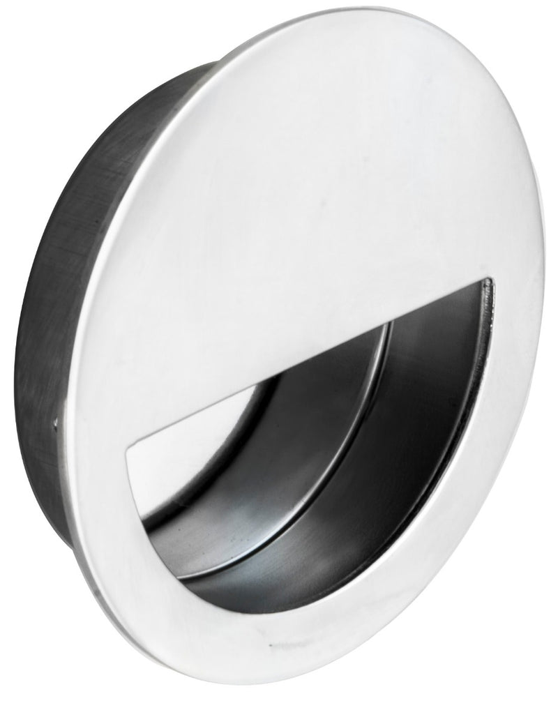 90Mm Dia. - Flush Pull - Circular - Bright Stainless Steel