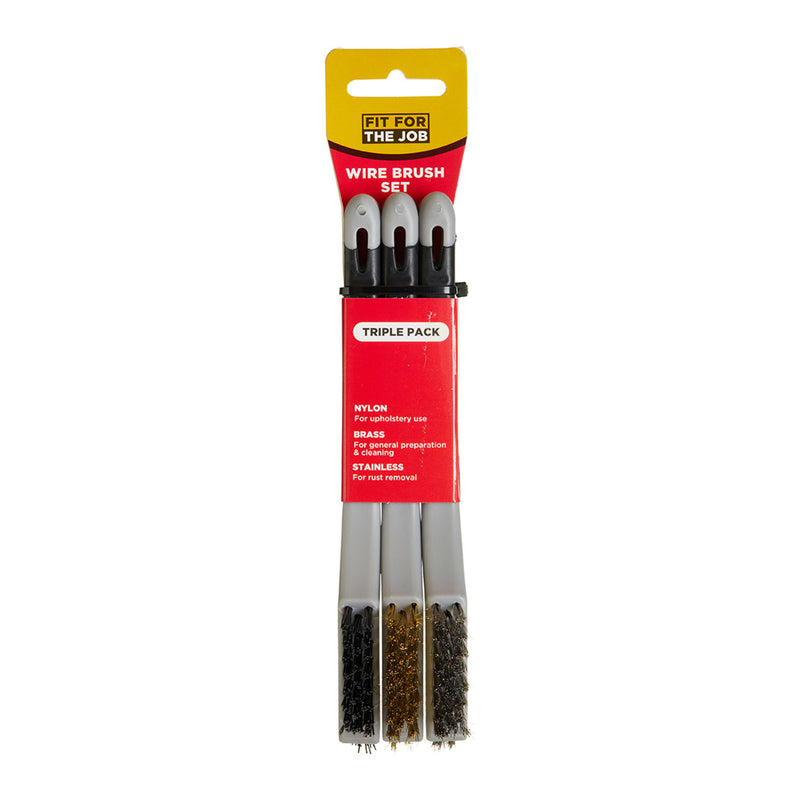 Fit For The Job 3pc Soft Grip Mini Wire Brush Set